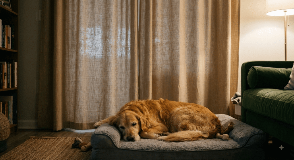 do solar eclipses affect animals - dog looking anxious during dark sky